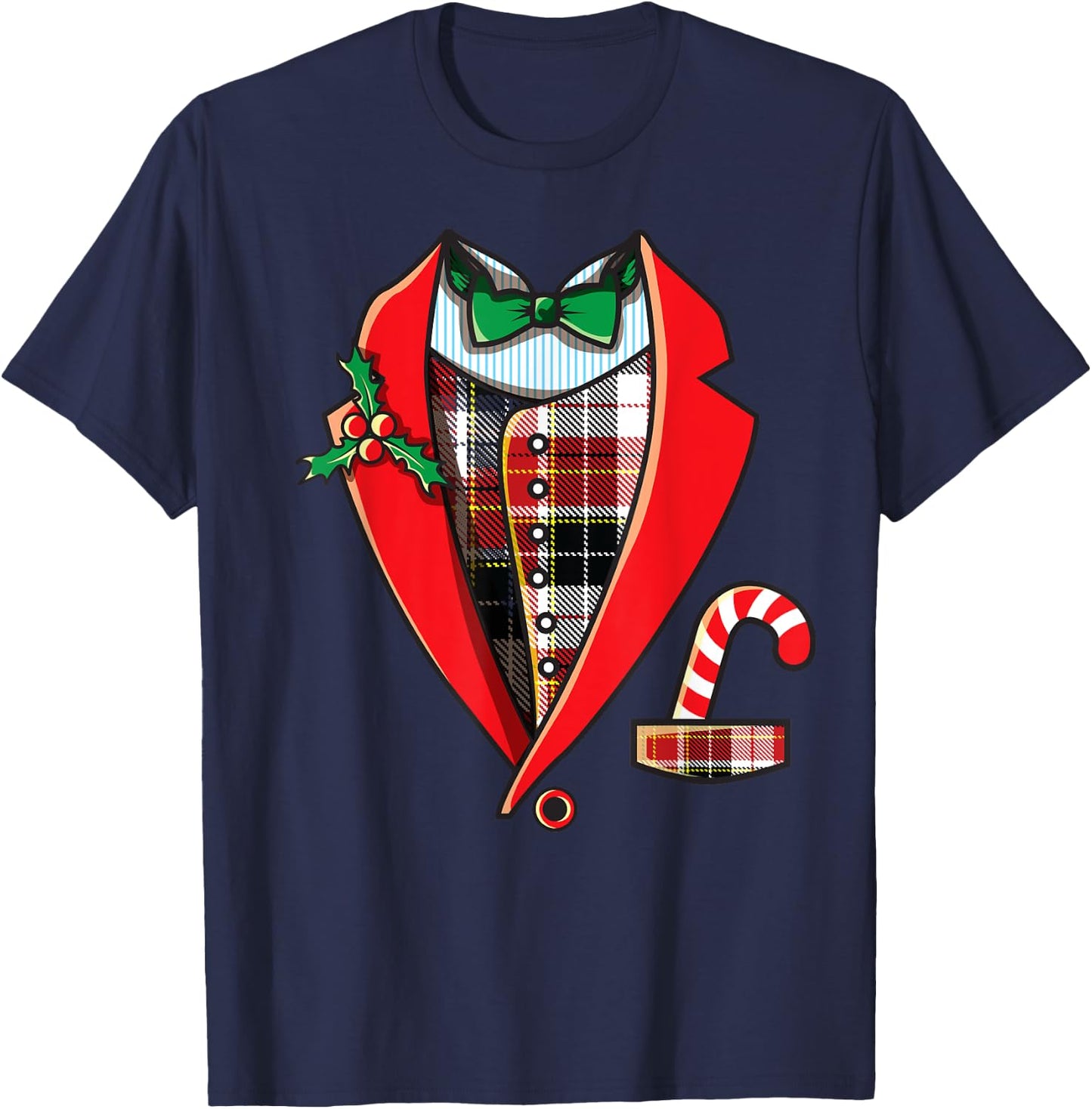 Christmas Tuxedo Shirt Funny Family Pajama Party Gift T-Shirt - T-Shirt | Navy