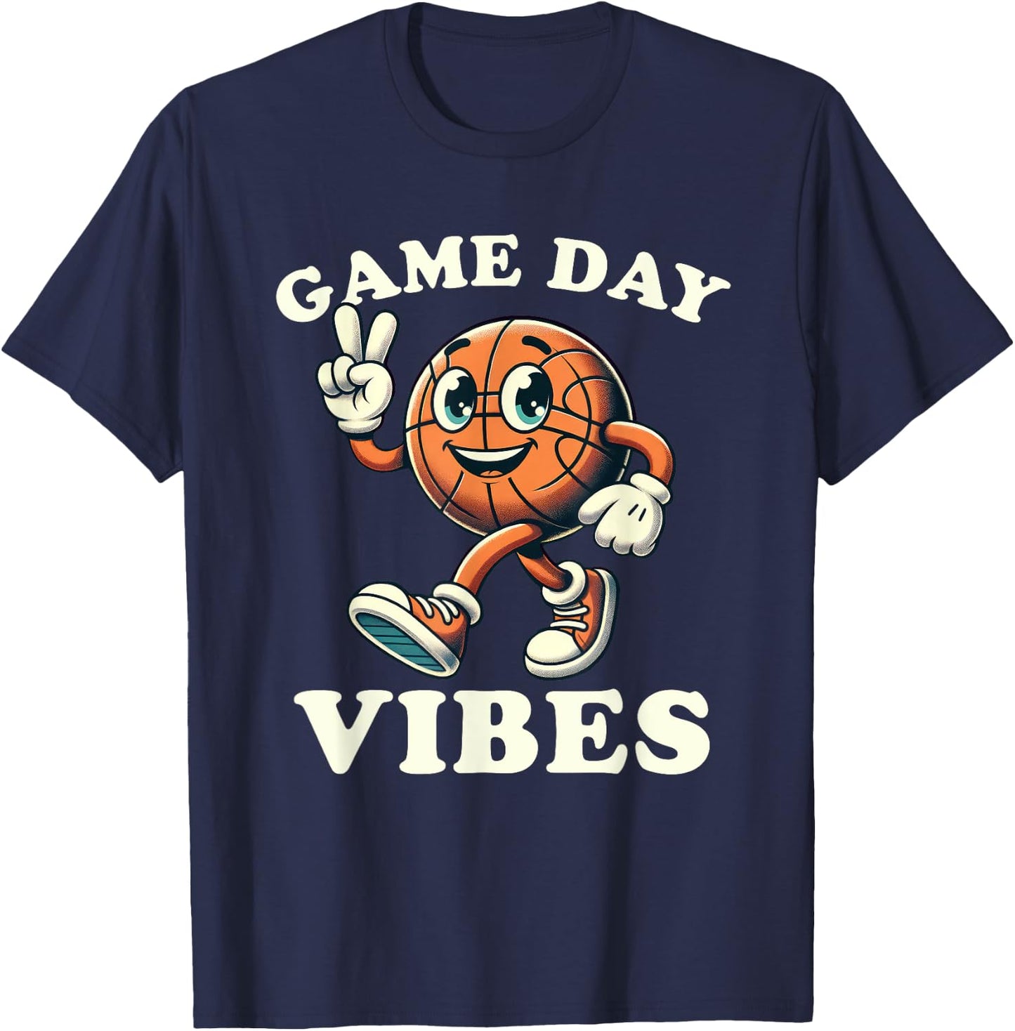 Basketball Game Day Vibes Funny Men Women Kids T-Shirt - T-Shirt | Navy