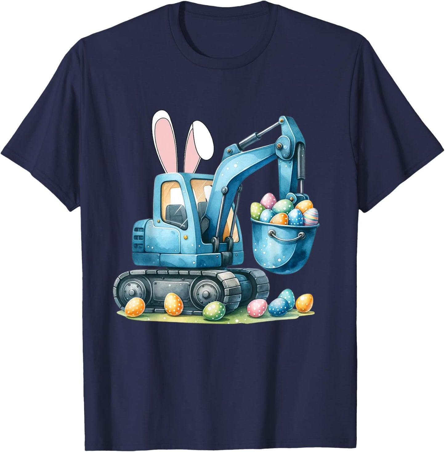 Easter Bunny Digger with Rabbit Ears for Easter for Boys Children , black T-Shirt - T-Shirt | Navy