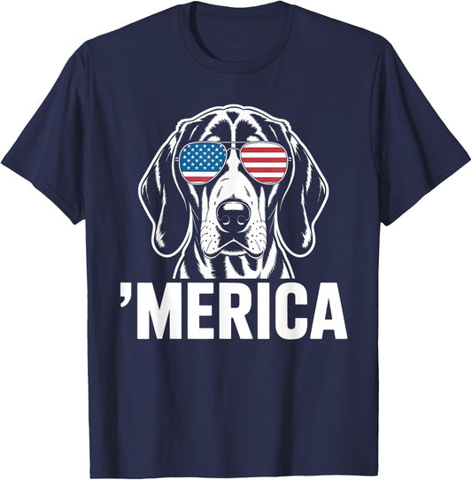 Patriotic American Flag 4th of July Treeing Walker Coonhound T-Shirt - T-Shirt | Navy