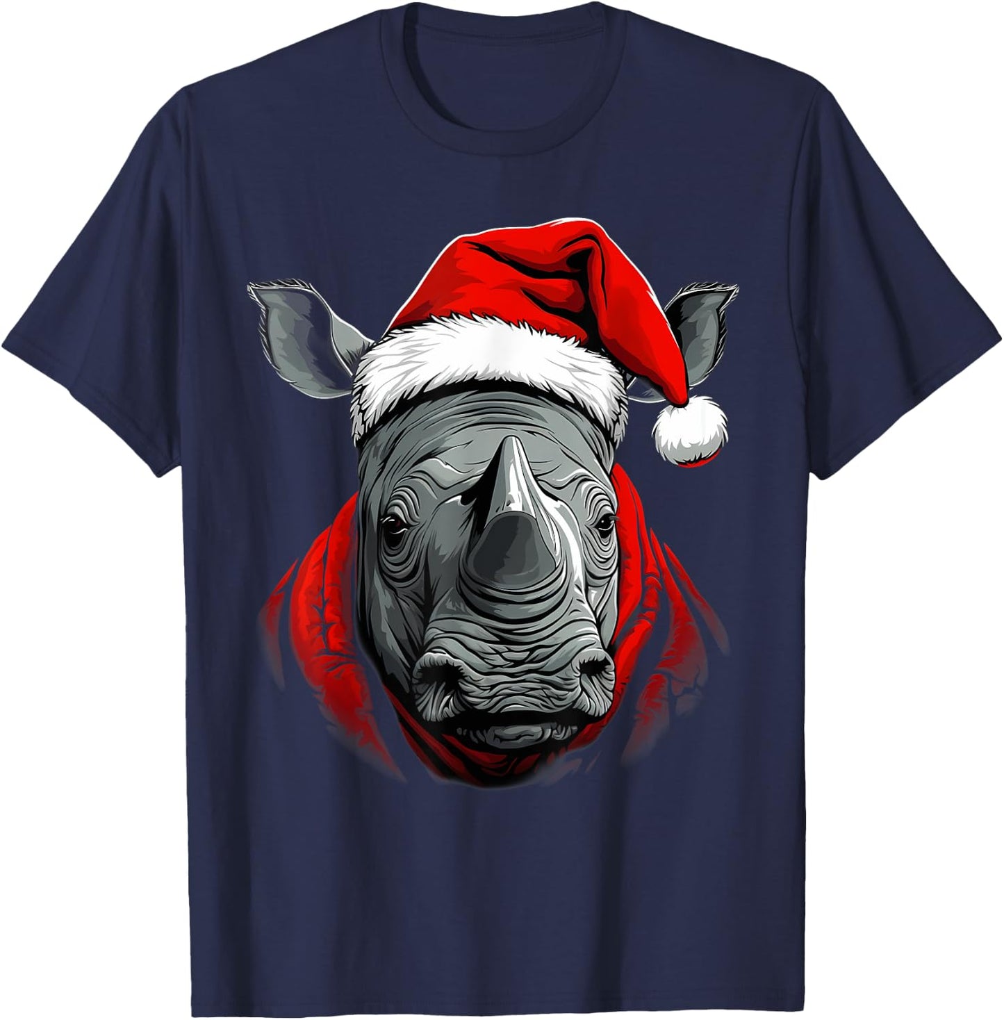 Merry Xmas Rhino Christmas T-Shirt - T-Shirt | Navy