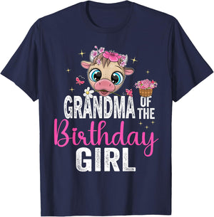 Grandma Of The Birthday Girl Shirt Cow 1 St Birthday Girl T-Shirt - T-Shirt | Navy