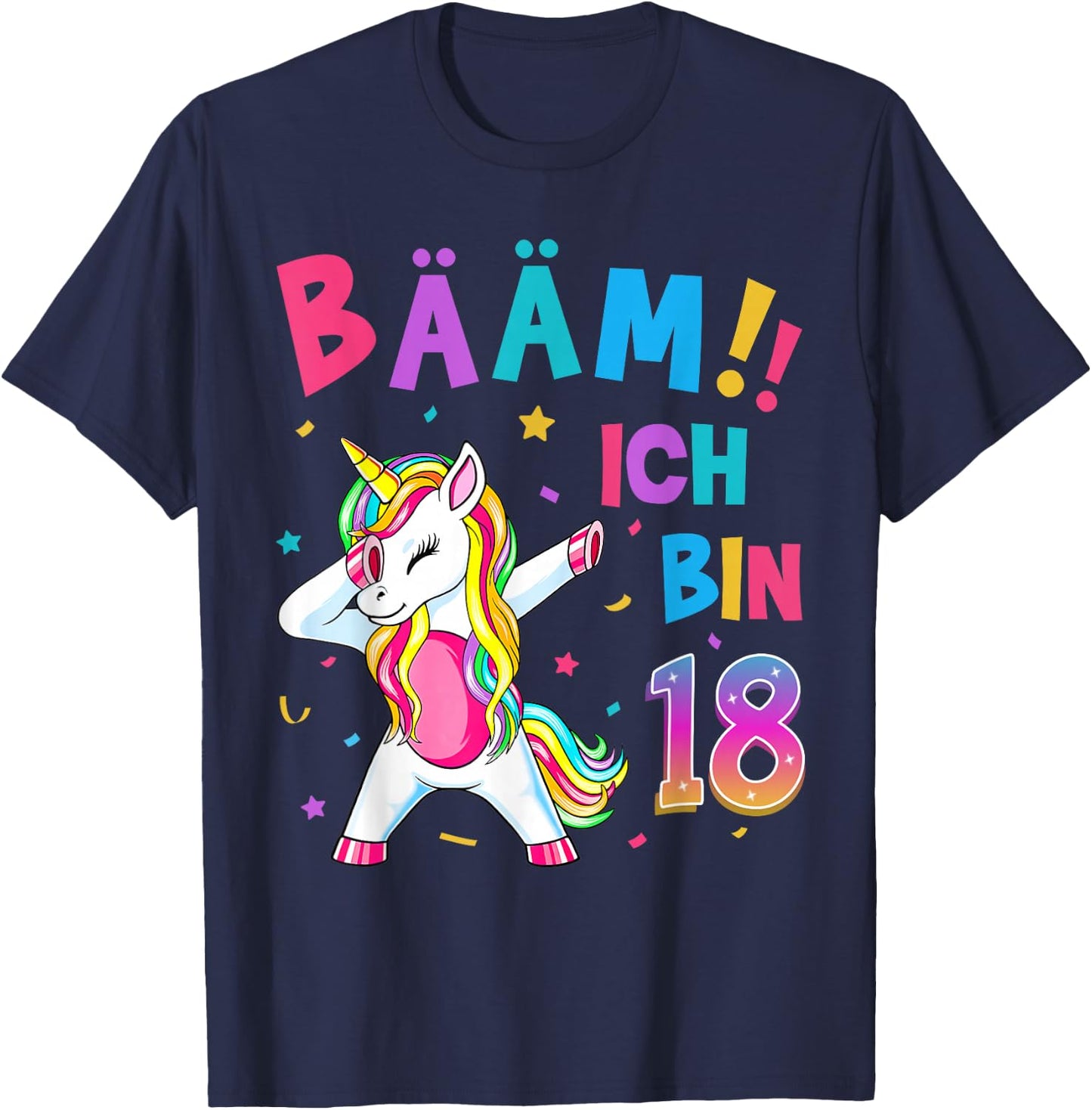 18th Birthday Girl 18 Years Dancing Funny Unicorn T-Shirt - T-Shirt | Navy