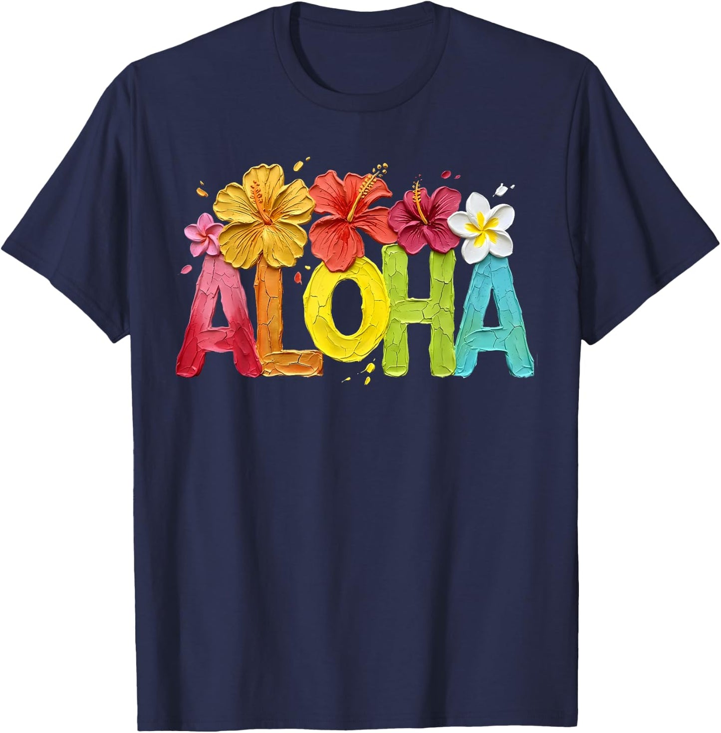 Painting Aloha Hibiscus Tropical Flower Surf Summer Vacation T-Shirt - T-Shirt | Navy