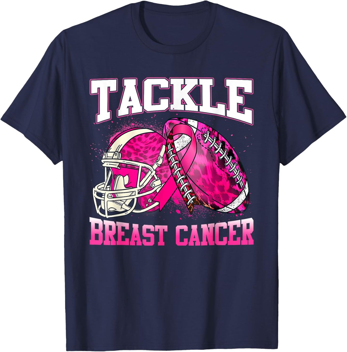 Tackle Breast Cancer Awareness Pink Ribbon Football Boy Kids T-Shirt - T-Shirt | Navy