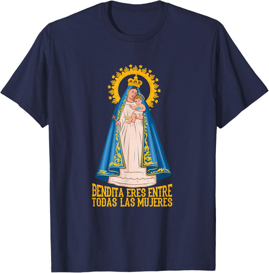 Virgen de la Caridad del Cobre. Bendita entre las mujeres. T-Shirt - T-Shirt | Navy