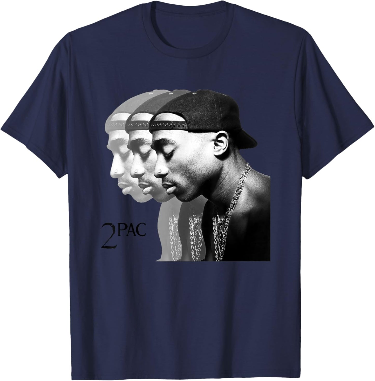 Tupac Shakur , Erwachsene, Musikfans, , Kurzarm, , Blau, S T-Shirt - T-Shirt | Navy