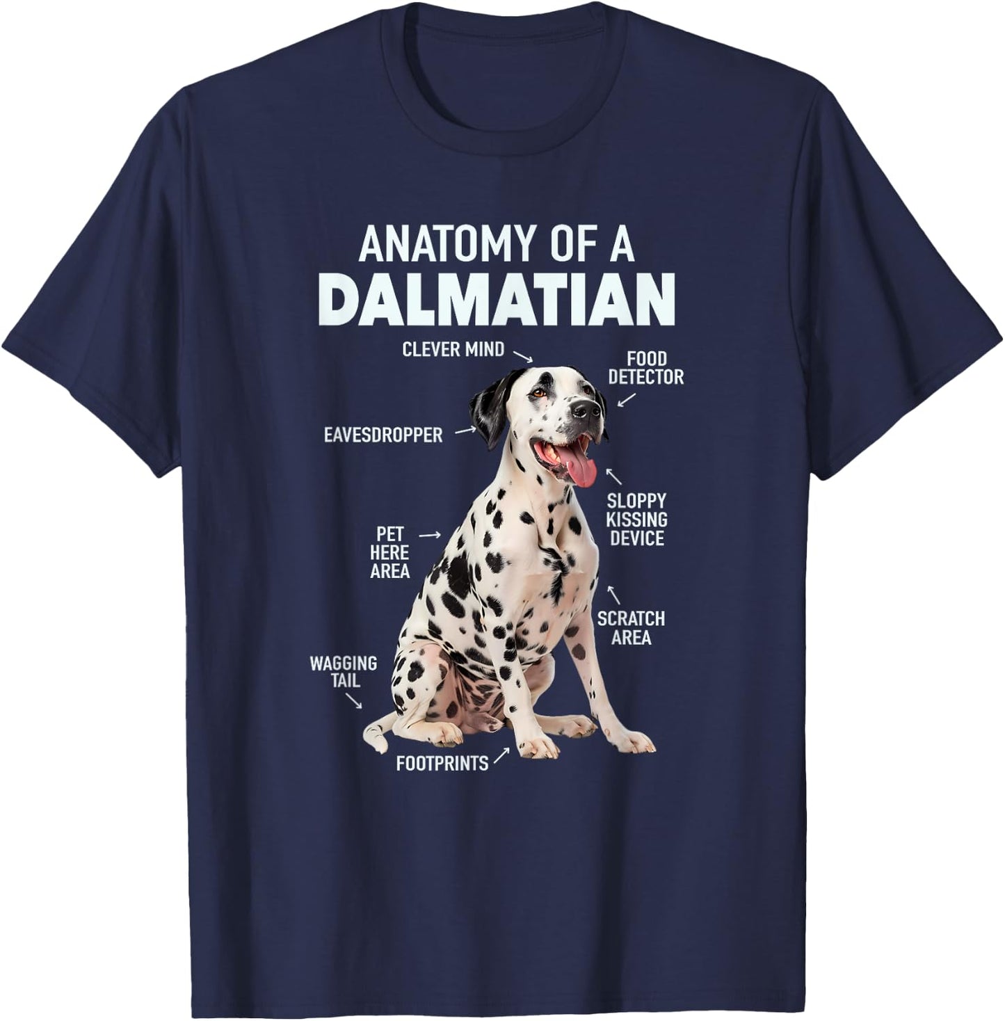 Anatomy Of A Dalmatian , Small, Black T-Shirt - T-Shirt | Navy