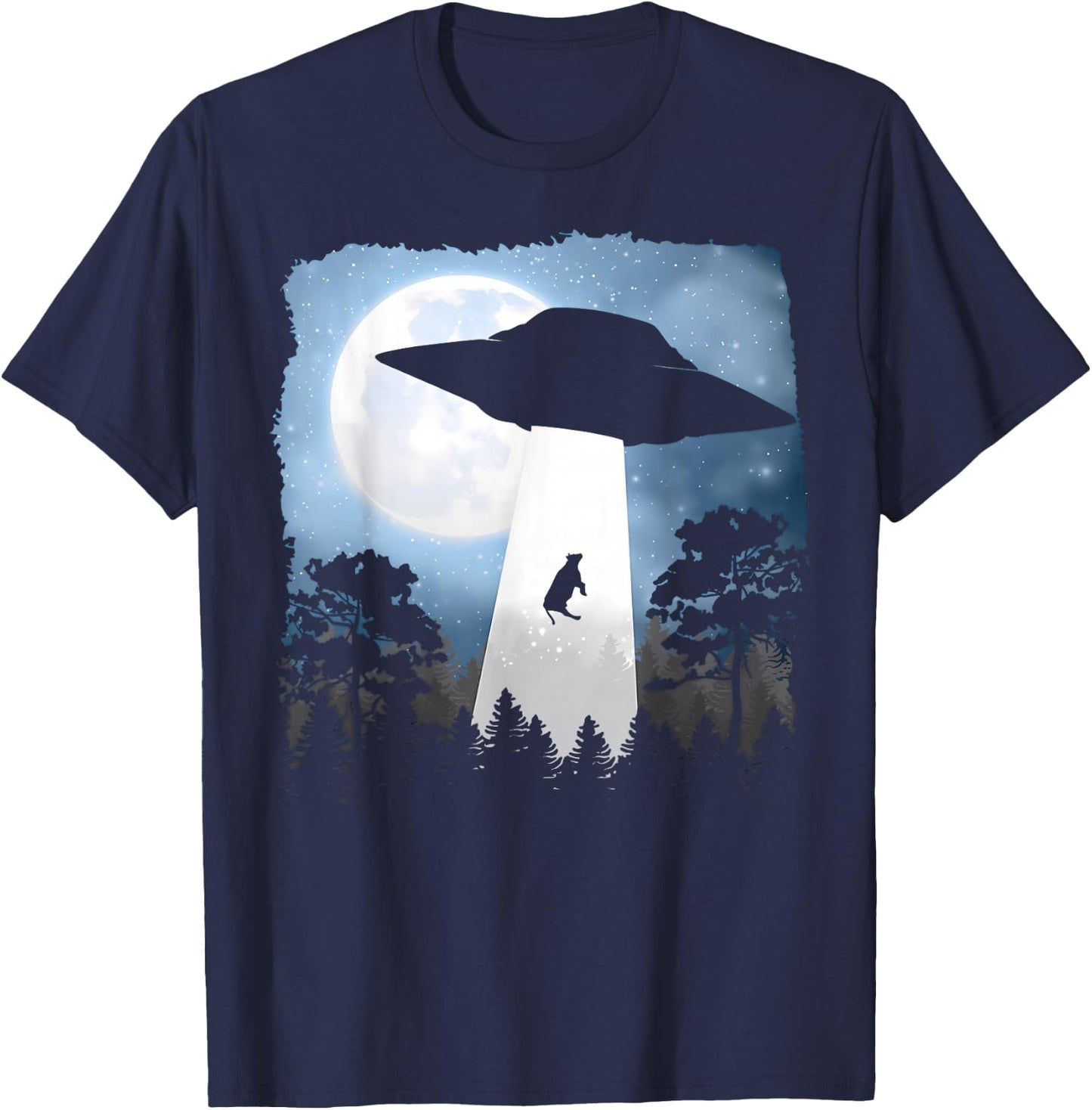 UFO Cow Abduction Funny Sci Fi Alien Space T-Shirt - T-Shirt | Navy