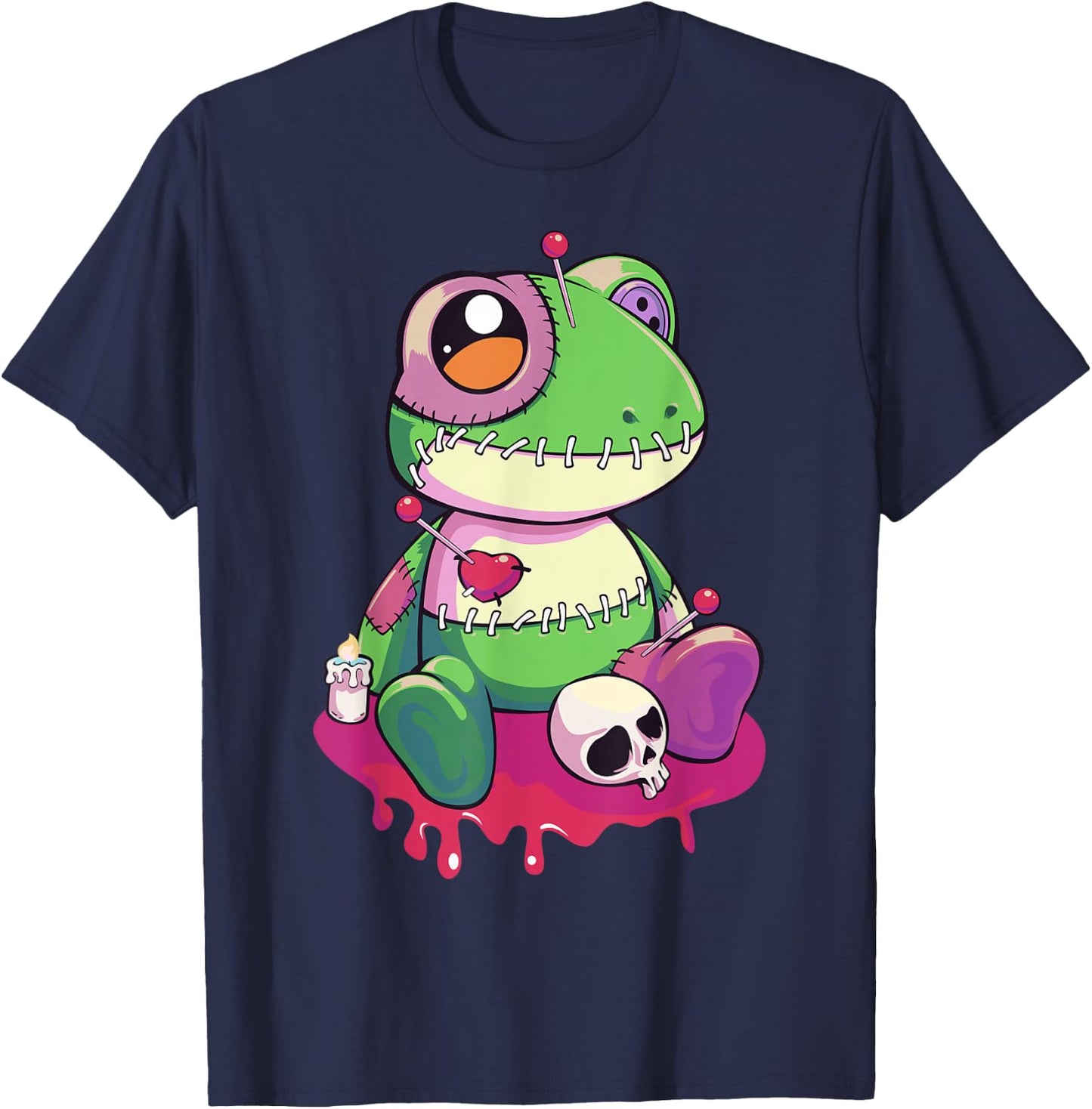 Pastel Goth Kawaii Cute Creepy Voodoo Doll Frog T-Shirt - T-Shirt | Navy