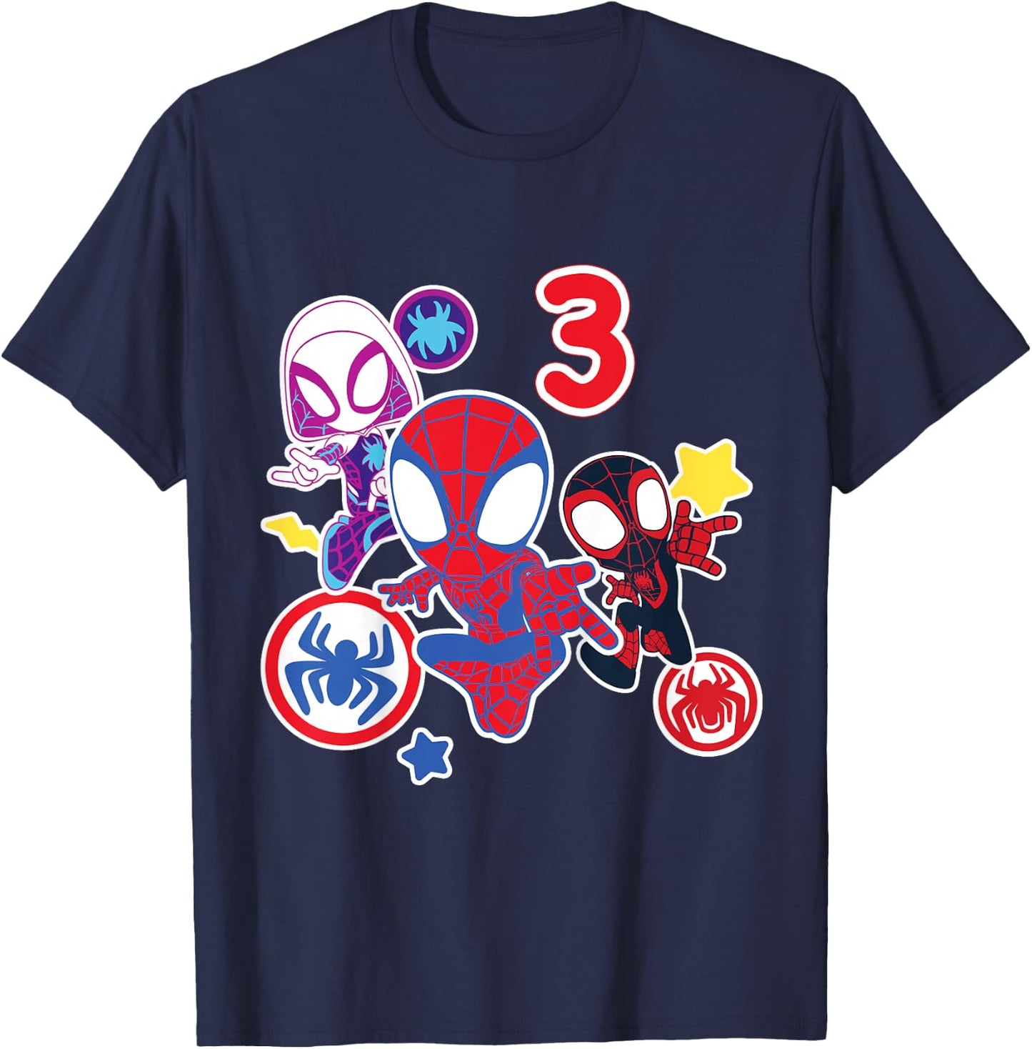 Kinder Marvel Spidey and His Amazing Friends 3 Year Old Birthday T-Shirt - T-Shirt | Navy