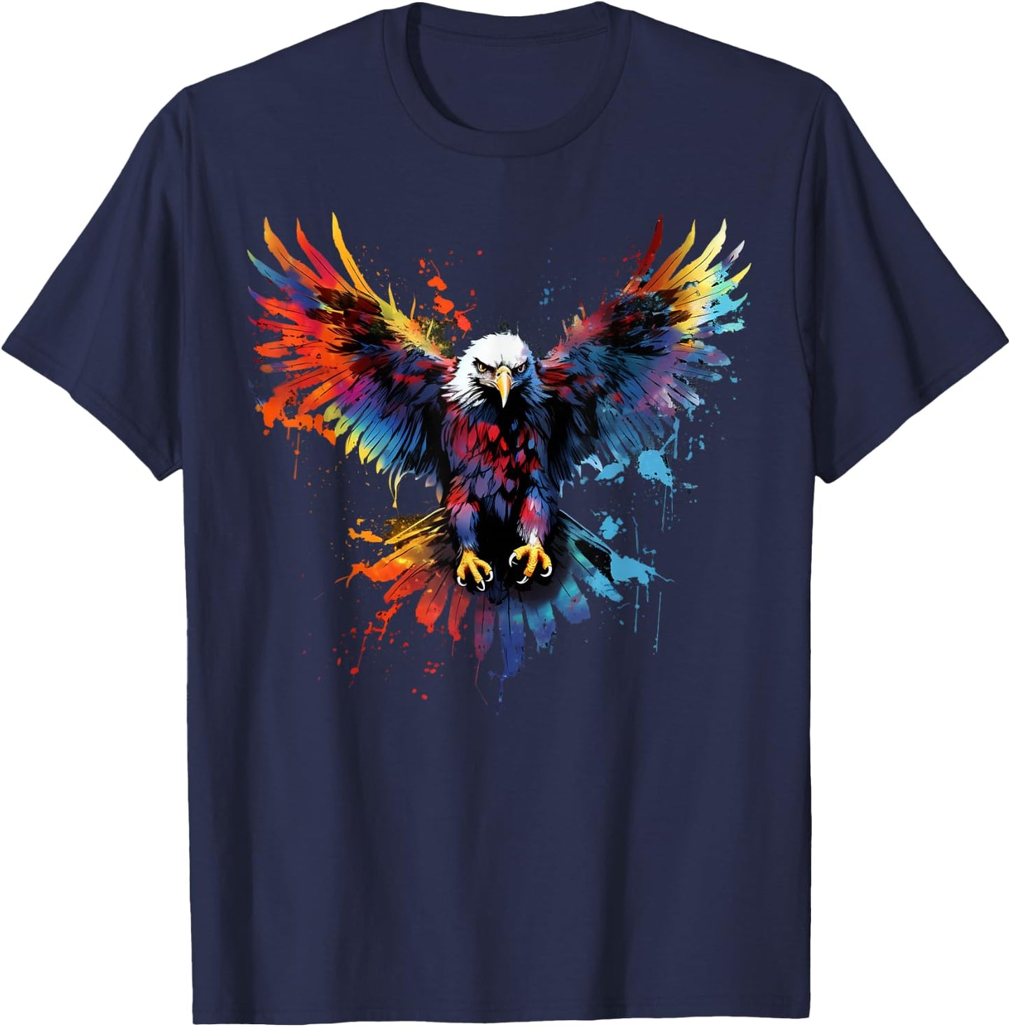 Cool Eagle on Colourful Painted Eagle , black T-Shirt - T-Shirt | Navy