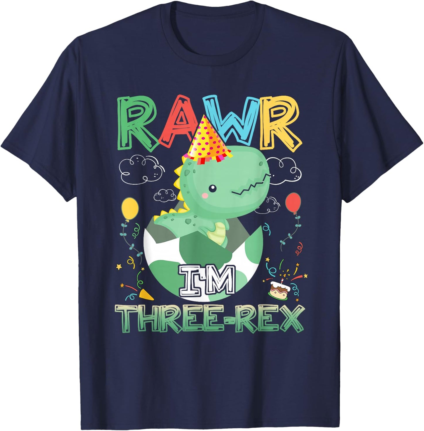 Kids Rawr I'm Three-Rex 3. Geburtstag 3 Jahre alter Dinosaurier T-Shirt - T-Shirt | Navy