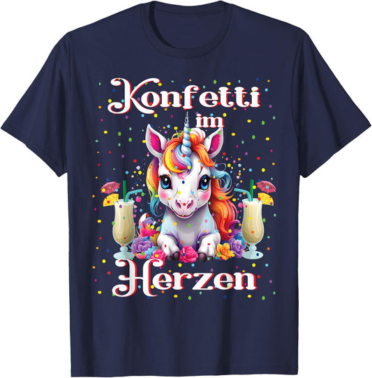Unicorn Confetti in Heart Costume Carnival Costume Fancy Dress , black T-Shirt - T-Shirt | Navy