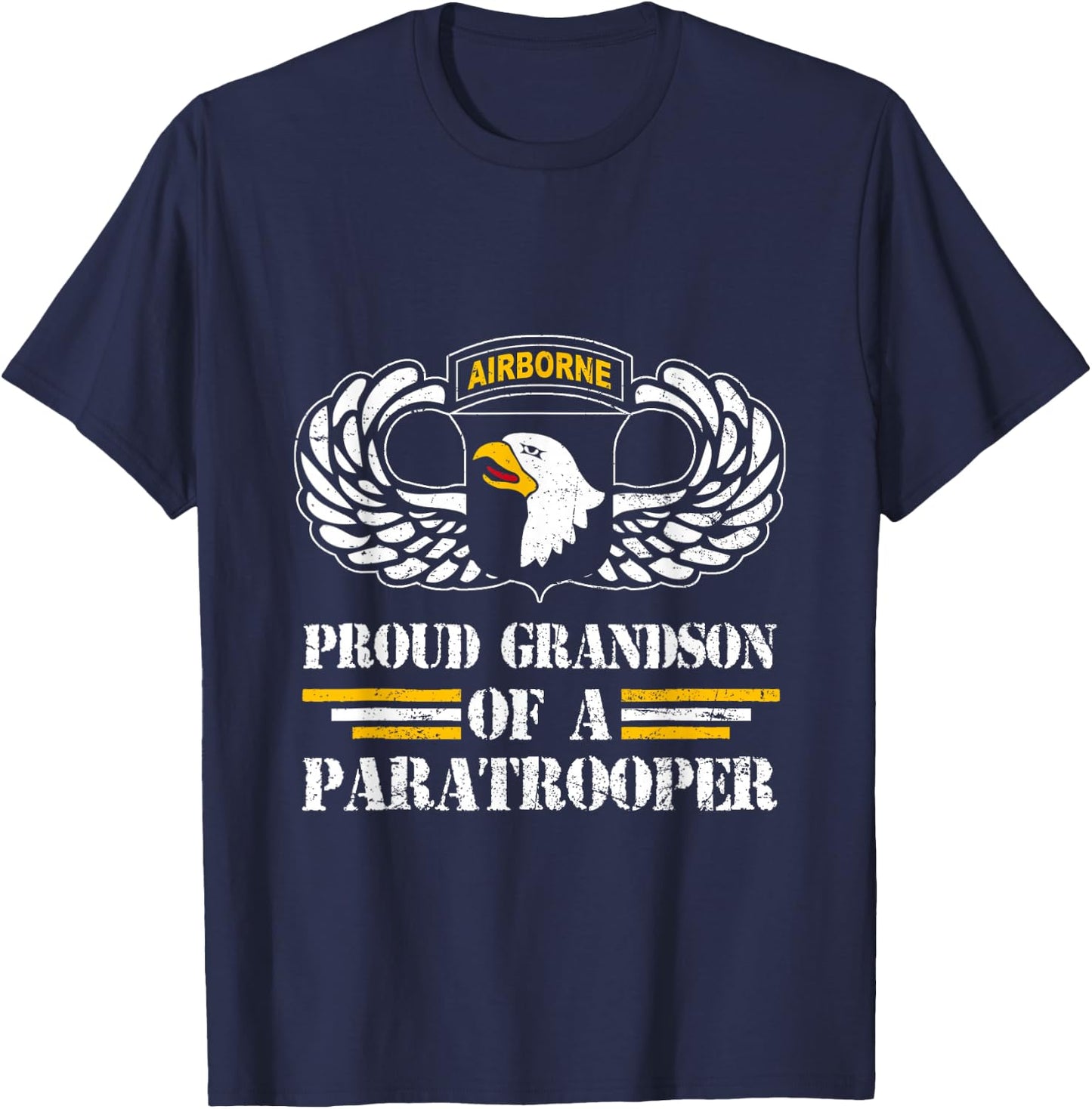 Proud Grandson Of 101st Airborne Division US Veteran , Small T-Shirt - T-Shirt | Navy
