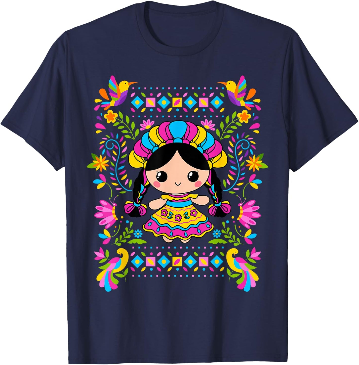 Muñeca Lele Mexican Maria Women Muñequita Mexicana Girl T-Shirt - T-Shirt | Navy