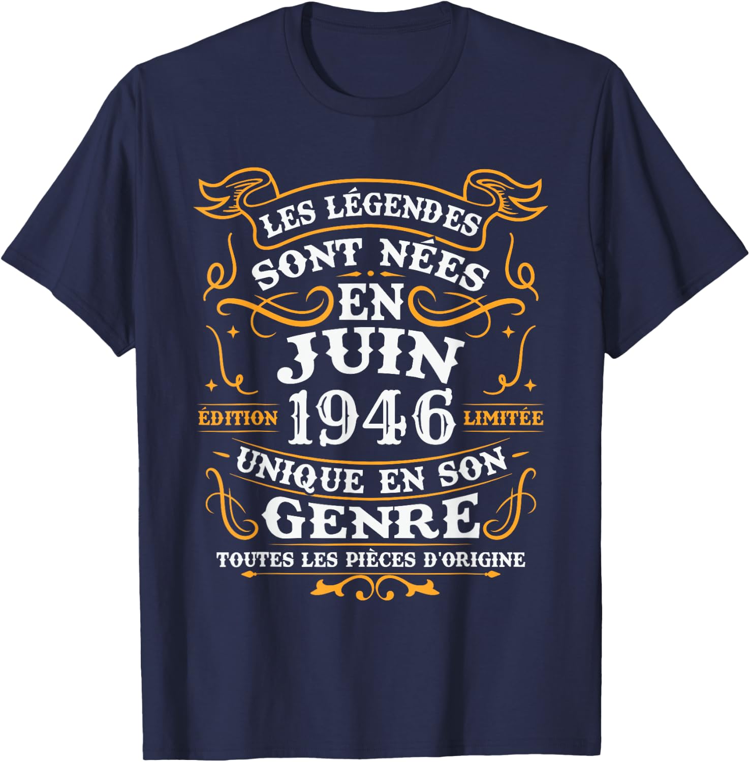 Vintage Cadeau d'anniversaire 80 Ans Nés en Juin 1946 T-Shirt - T-Shirt | Navy