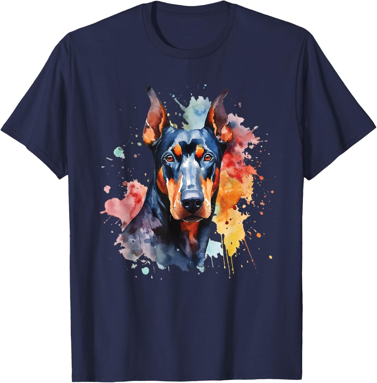 Doberman Pinscher Portrait - Dog Lover Pet Canine Lover T-Shirt - T-Shirt | Navy