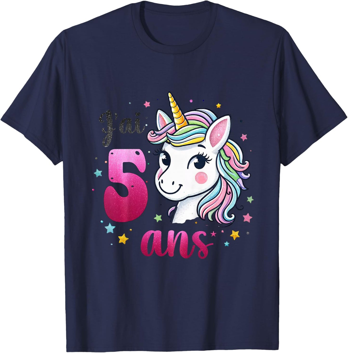 Children's Unicorn Girls I Have 5 Years Gift 5th Birthday , white, 2 T-Shirt - T-Shirt | Navy