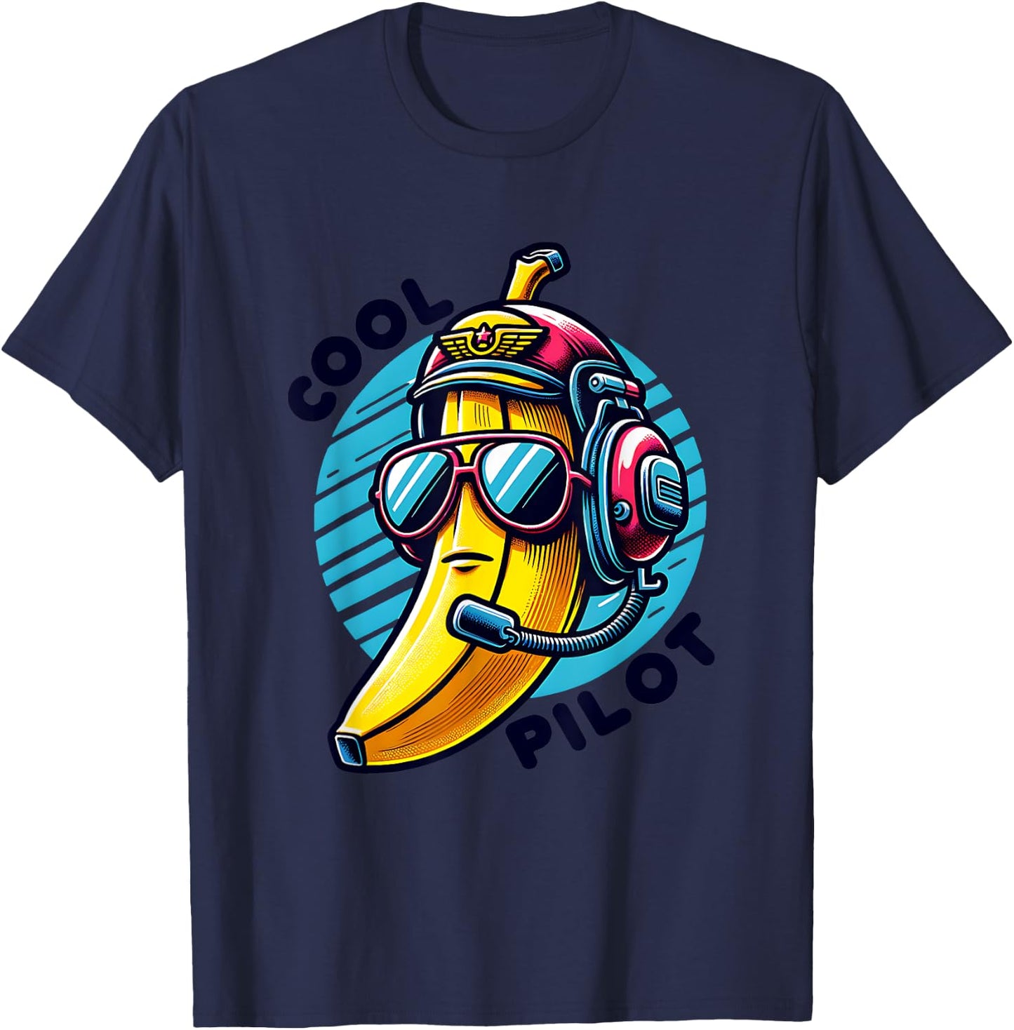 Cool Pilot Funny Banana Aviator Style T-Shirt - T-Shirt | Navy
