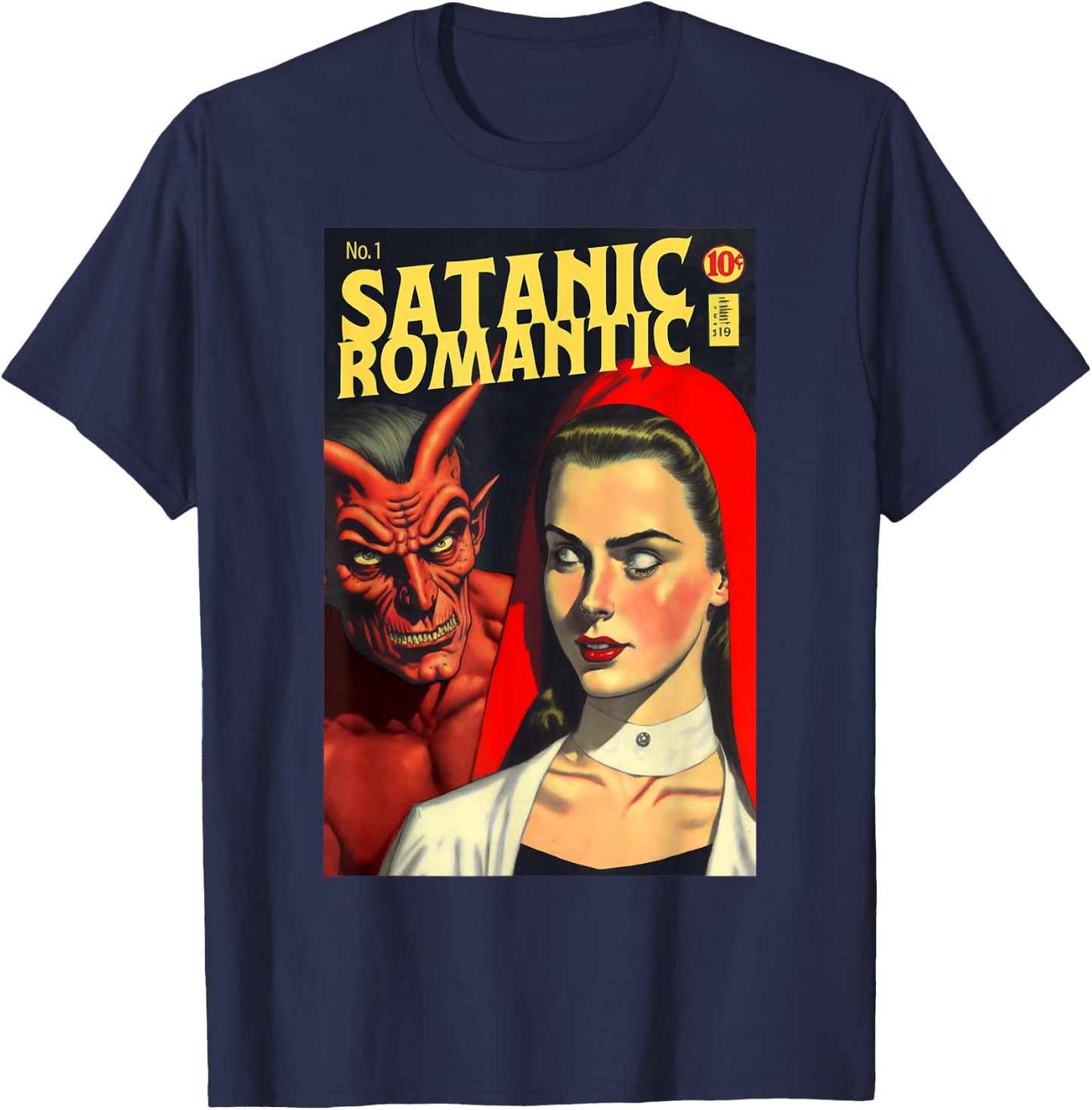 Satanic Romantic Satan Romance Novel Book Cover T-Shirt - T-Shirt | Navy