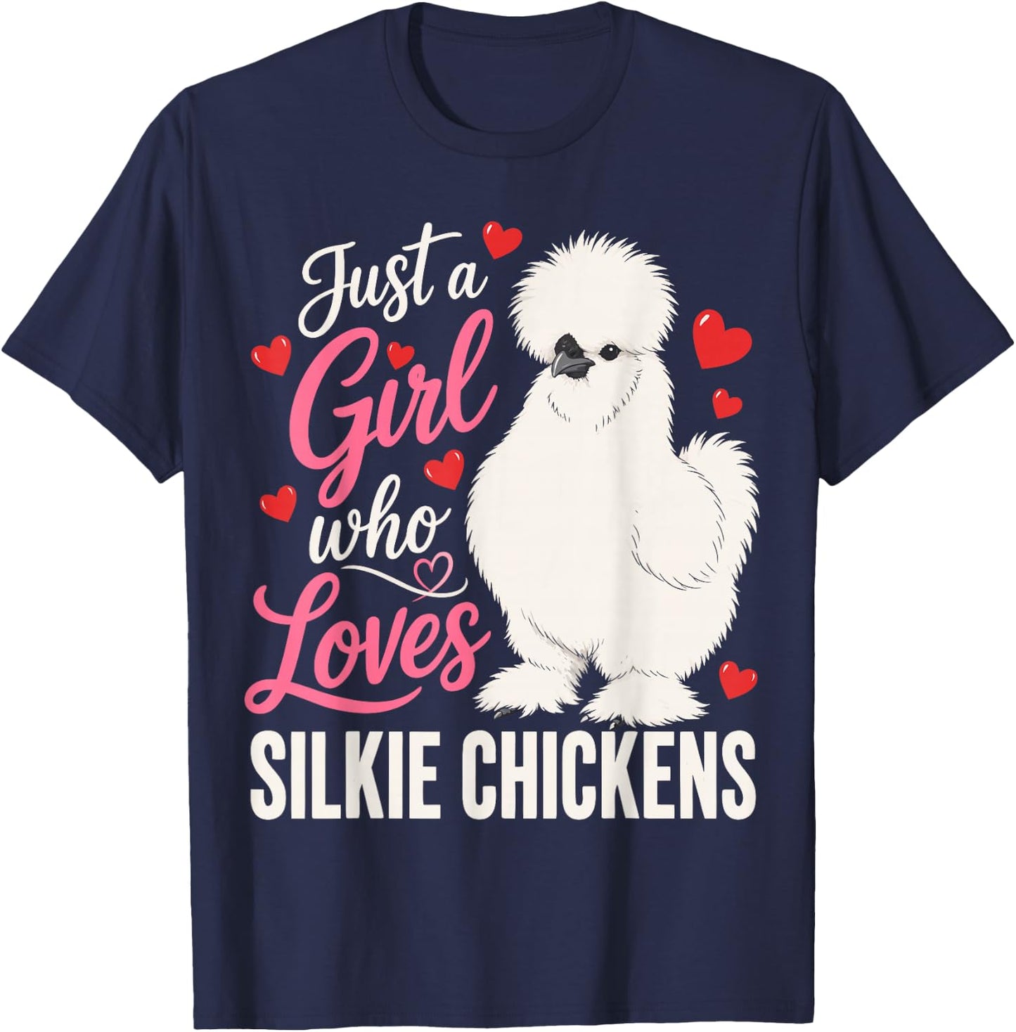 Girl Silkie Chicken Mom Backyard Hen Silkies T-Shirt - T-Shirt | Navy