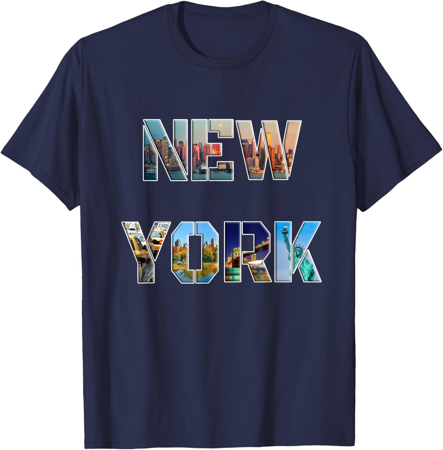 New York Modern Police Letter Images , Black, S T-Shirt - T-Shirt | Navy