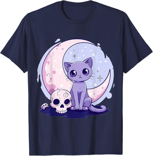Goth Pastel Cute Creepy Kawaii Cat Kitten T-Shirt - T-Shirt | Navy