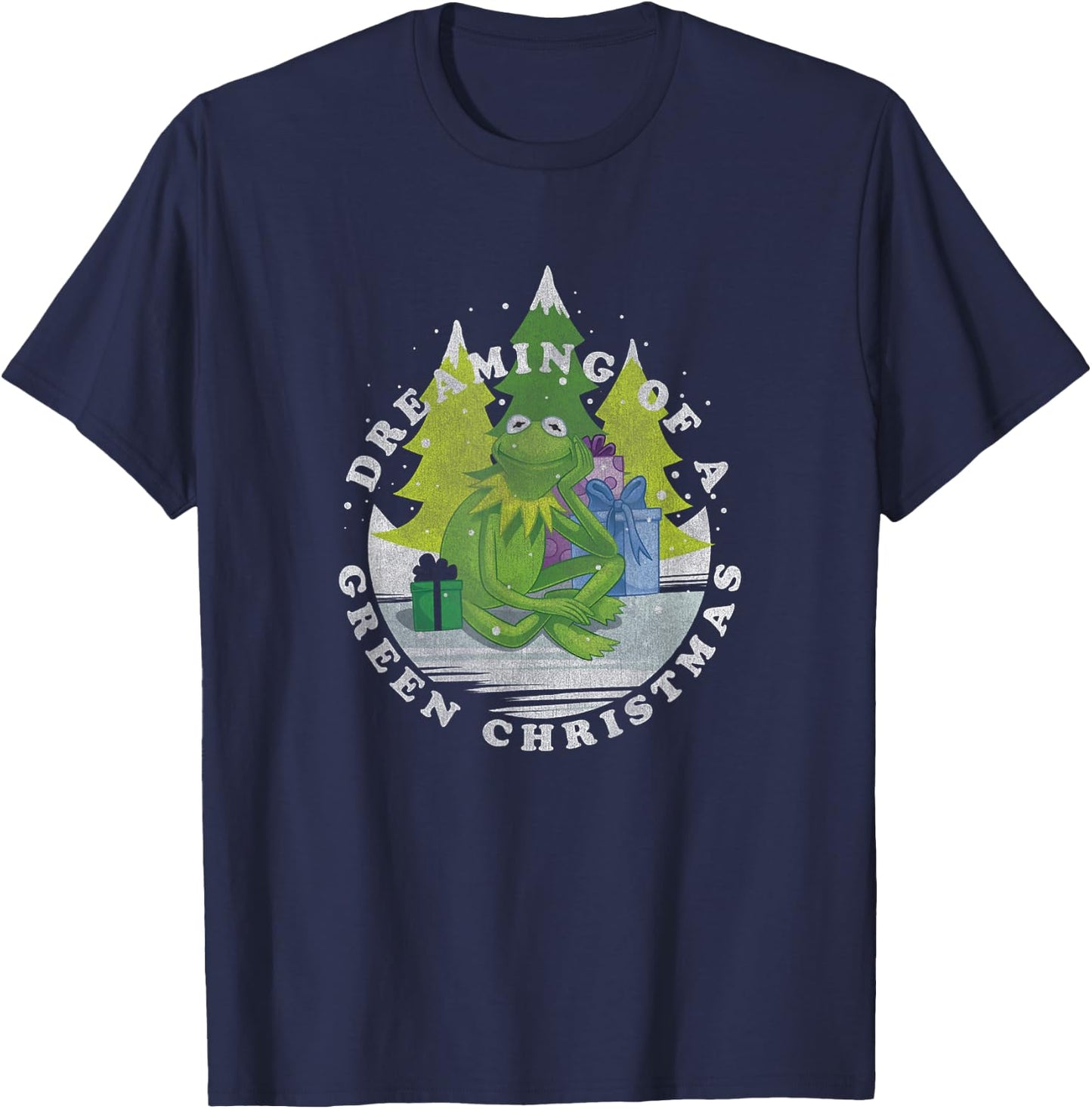 Disney Christmas The Muppets Kermit Dreaming of Green T-Shirt - T-Shirt | Navy