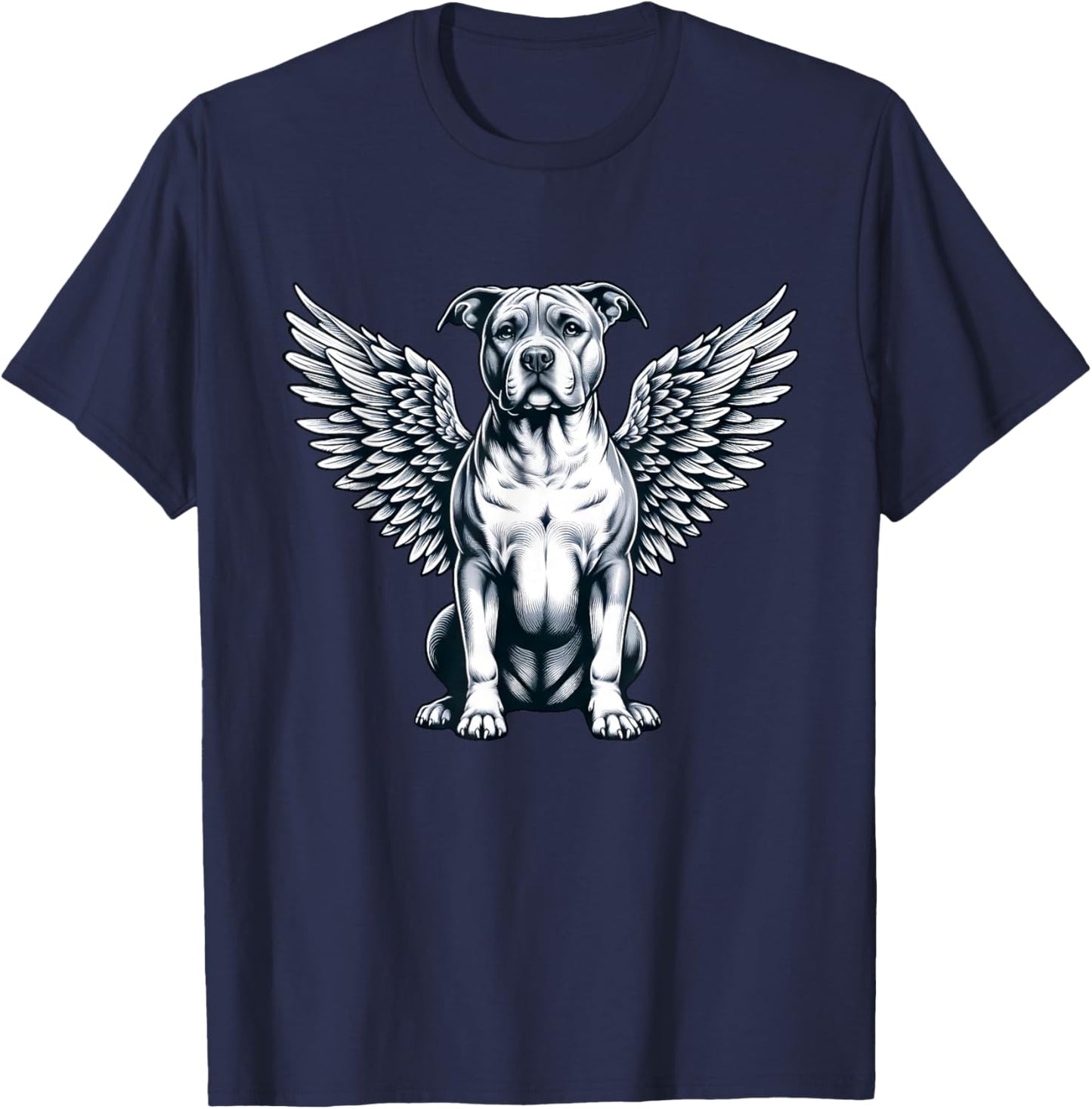 Pitbull Angel Dog with Wings T-Shirt - T-Shirt | Navy