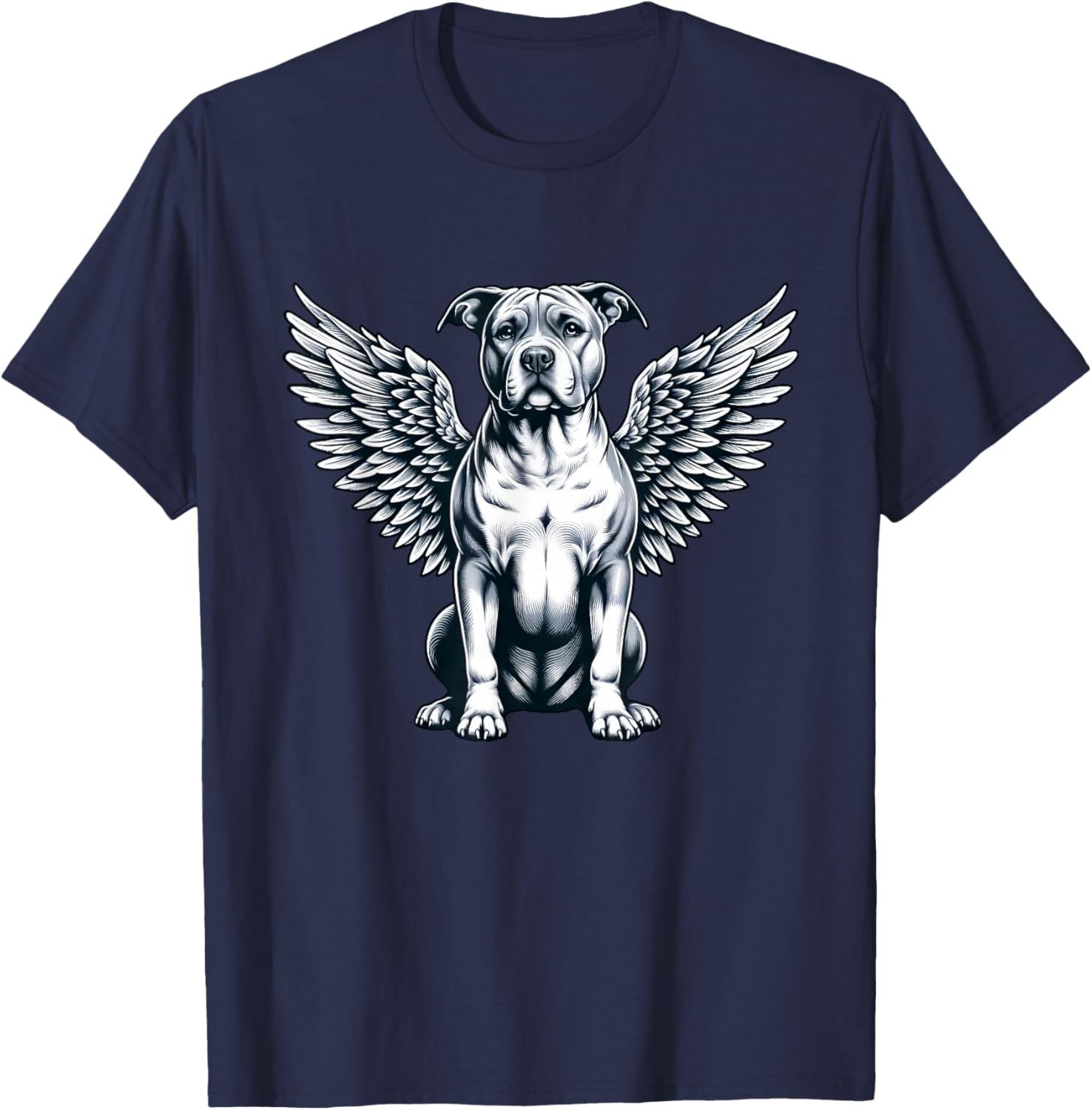 Pitbull Angel Dog with Wings T-Shirt - T-Shirt | Navy