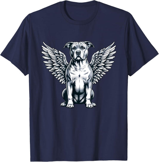 Pitbull Angel Dog with Wings T-Shirt - T-Shirt | Navy