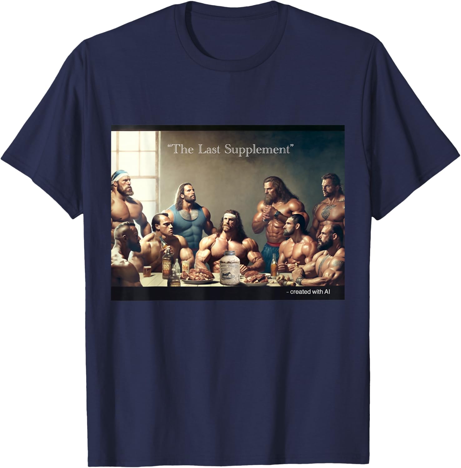 The Last Supplement Funny Bodybuilding Design , black T-Shirt - T-Shirt | Navy