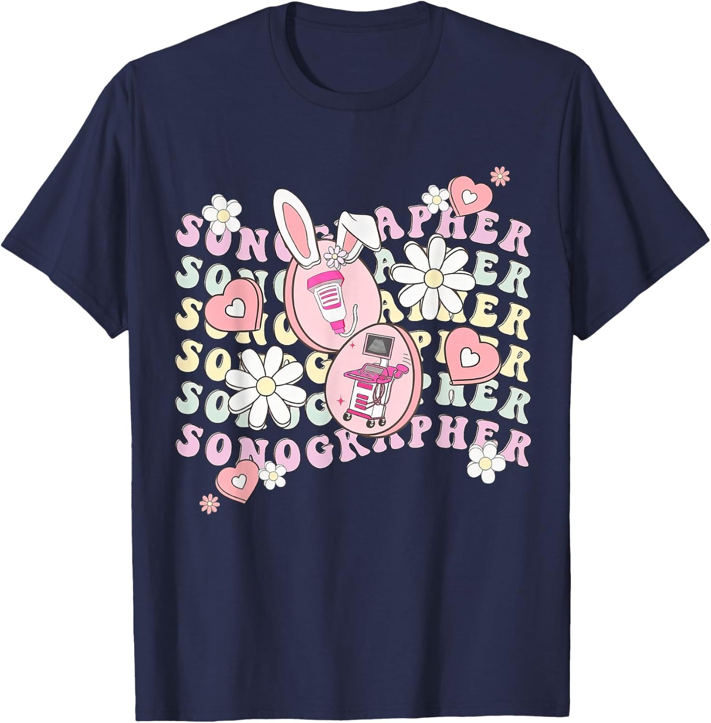 Sonographer Easter, Ultrasound Tech Technologist Easter T-Shirt - T-Shirt | Navy