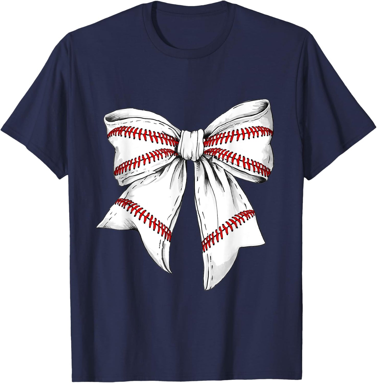 Baseball Mom Coquette Bow For Gameday T-Shirt - T-Shirt | Navy