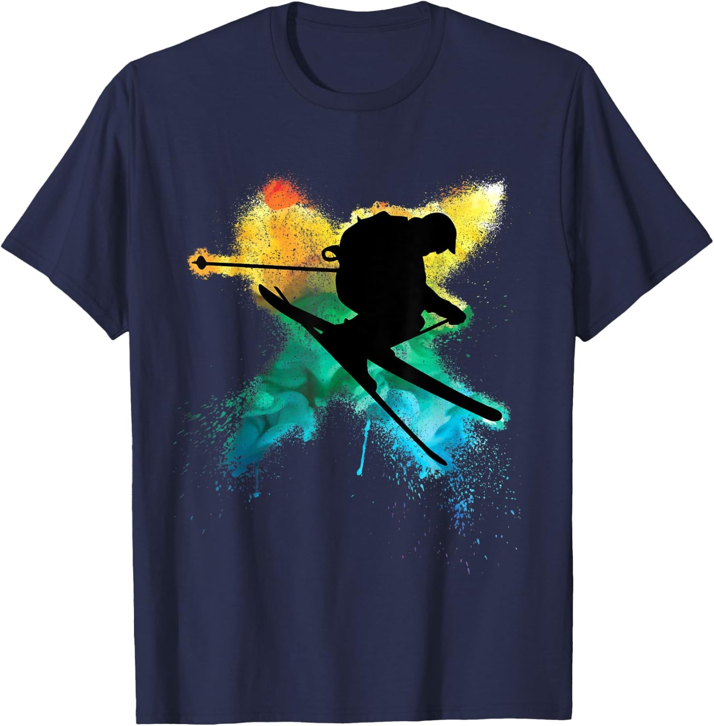 Cool boy jumps with ski during alpine skiing T-Shirt - T-Shirt | Navy