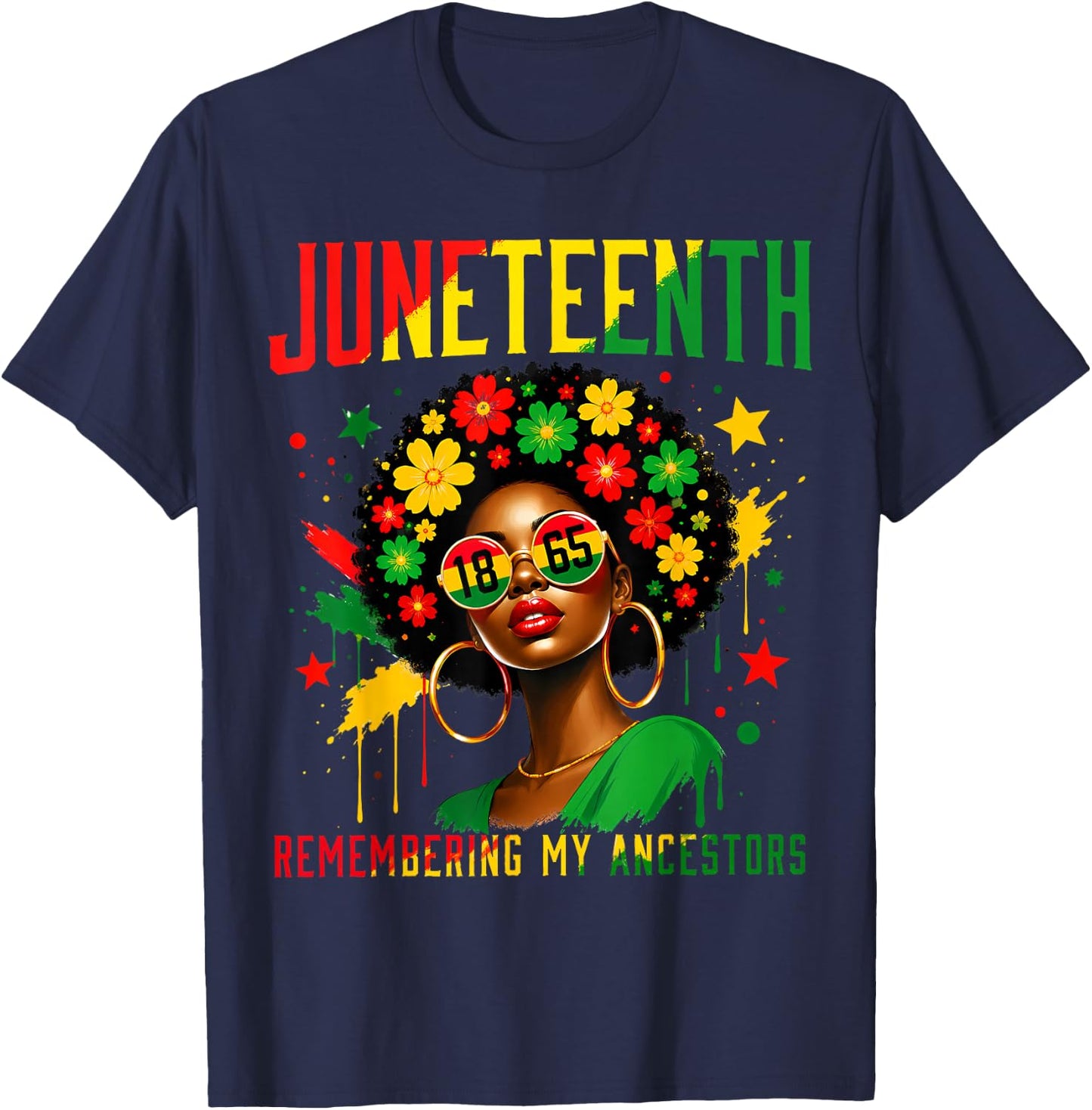 Juneteenth Remembering My Ancestors Black Women African 1865 T-Shirt - T-Shirt | Navy