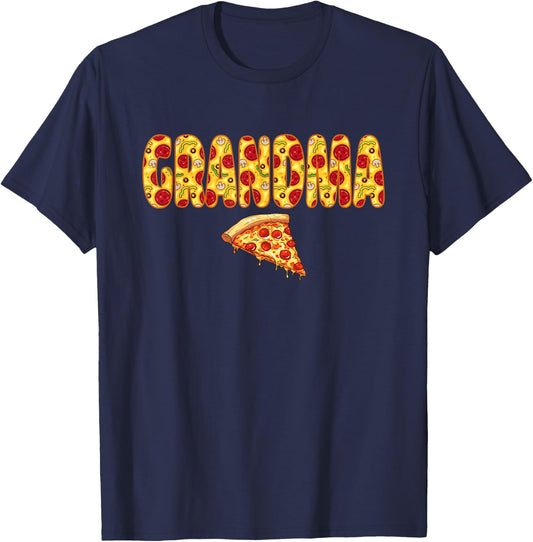 Grandma of The Birthday Boy Girl Pizza Lover Matching T-Shirt - T-Shirt | Navy