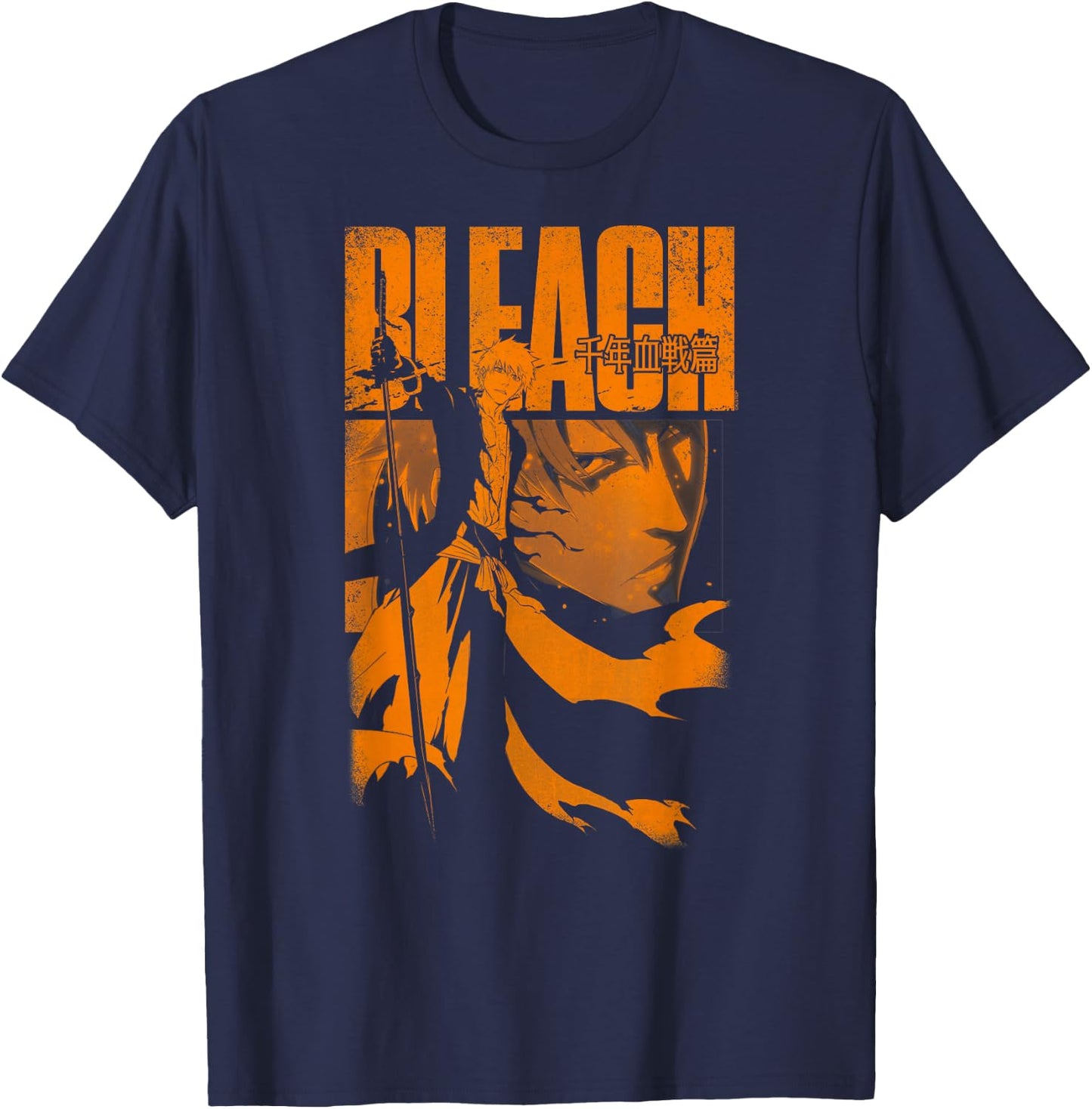 BLEACH: Thousand Year Blood War Orange Ichigo Pose Anime , Black, S T-Shirt - T-Shirt | Navy