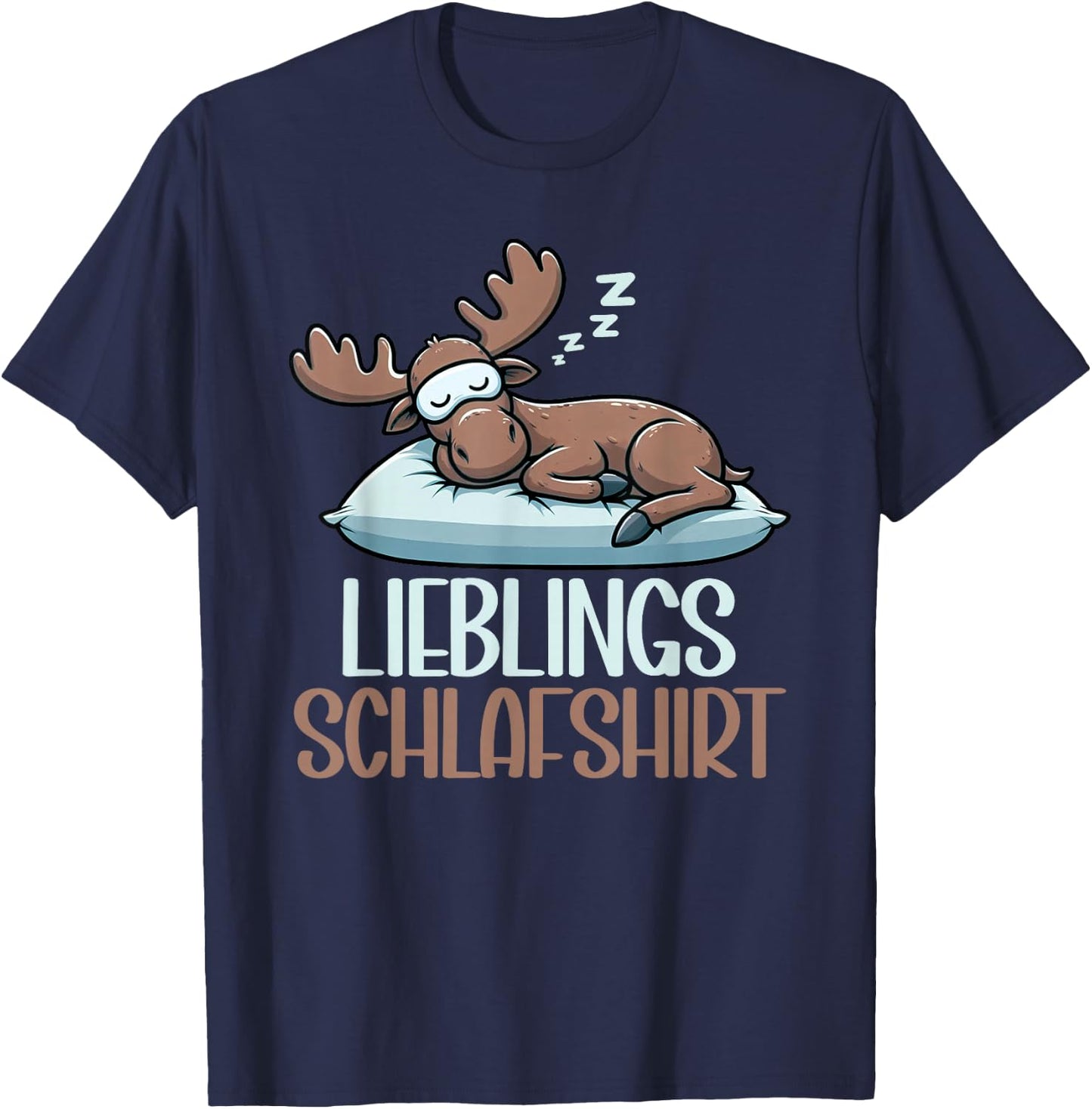 Official Sleep Shirt Funny Elk Pyjamas Short Sleeve , black T-Shirt - T-Shirt | Navy