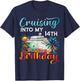 Cruising Into My 14th Birthday Cruise Birthday Trip Vacation T-Shirt - T-Shirt | Navy
