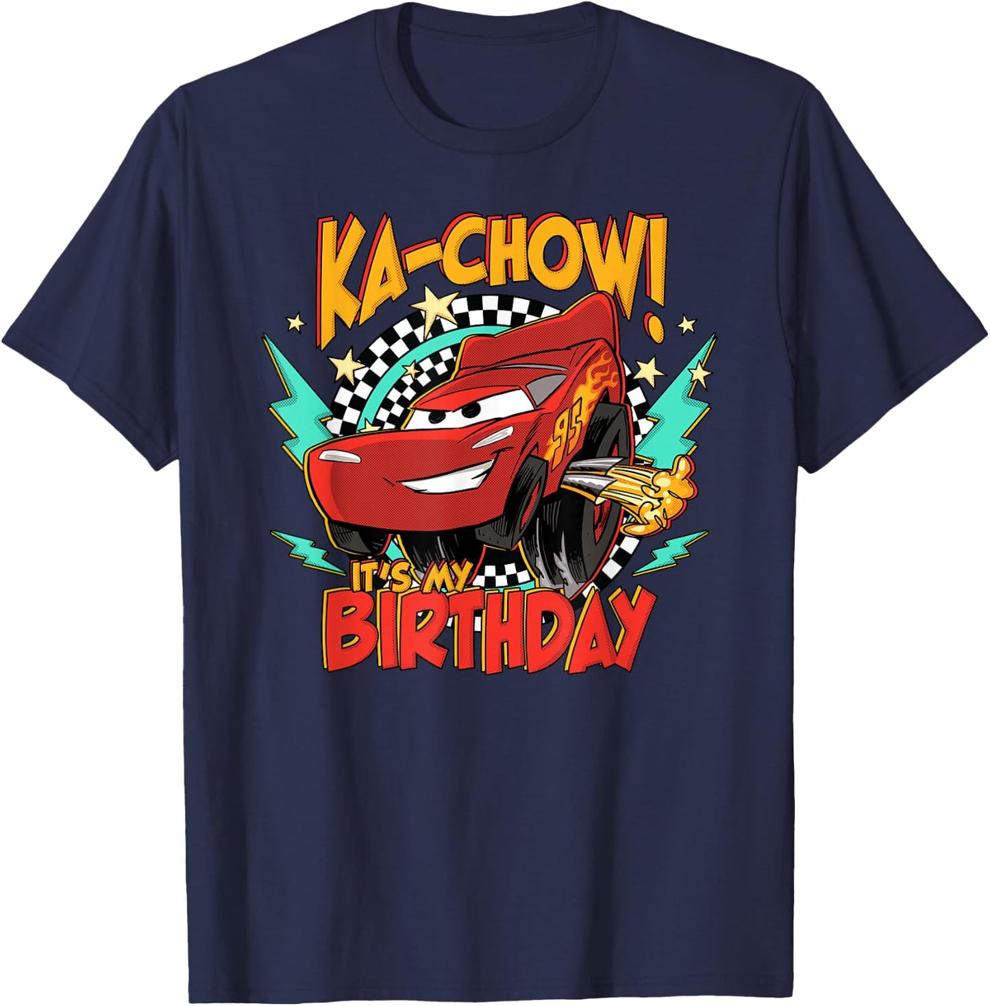 Disney Pixar Cars Birthday KaChow It's My Birthday Lightning T-Shirt - T-Shirt | Navy