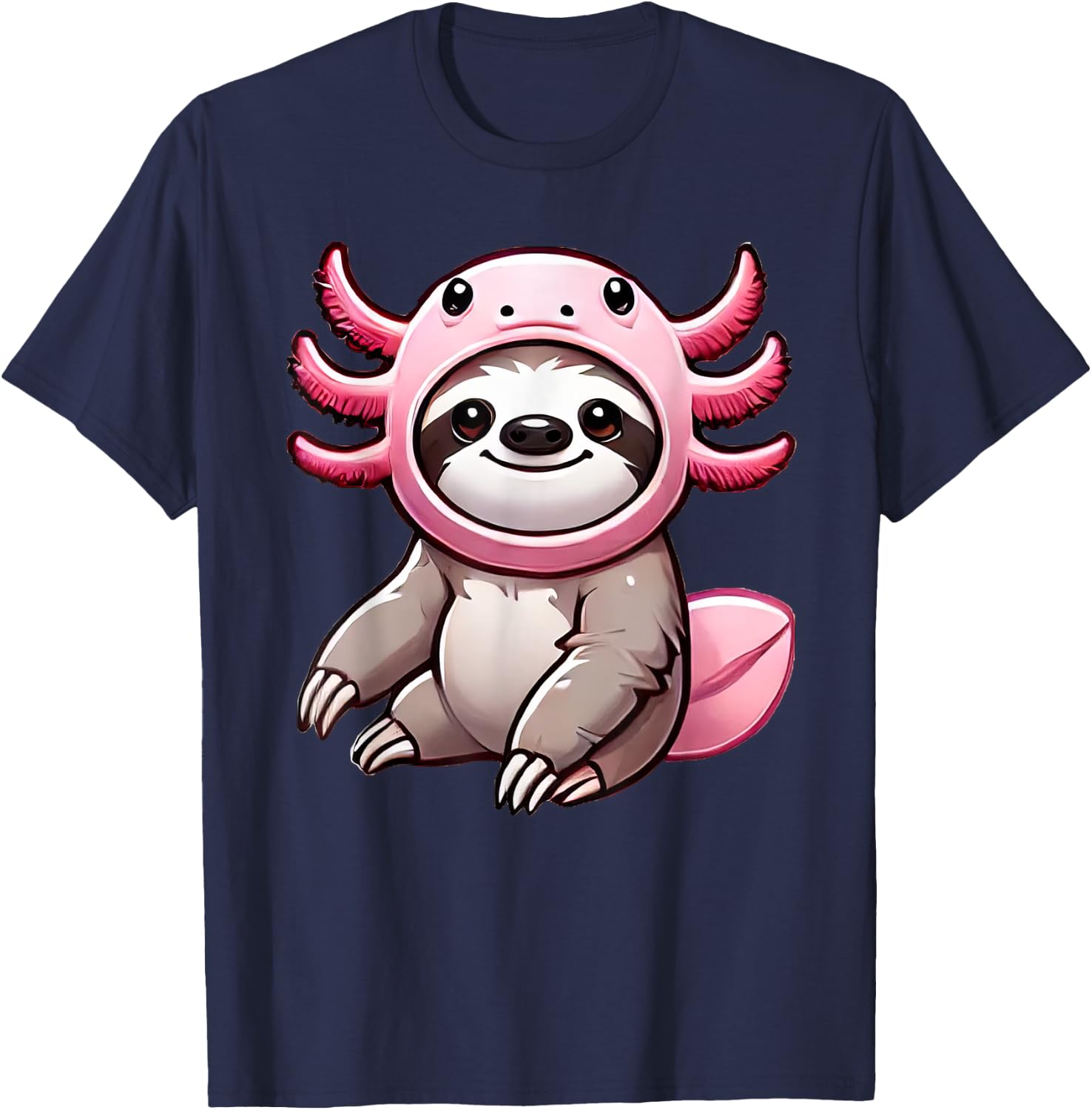 Kawaii Sloth Axolotl Costume T-Shirt - T-Shirt | Navy