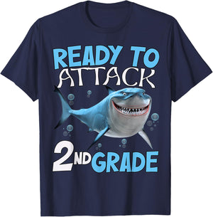 Shark Ready To Attack kids 2nd Grade Second funny 1st day T-Shirt - T-Shirt | Navy