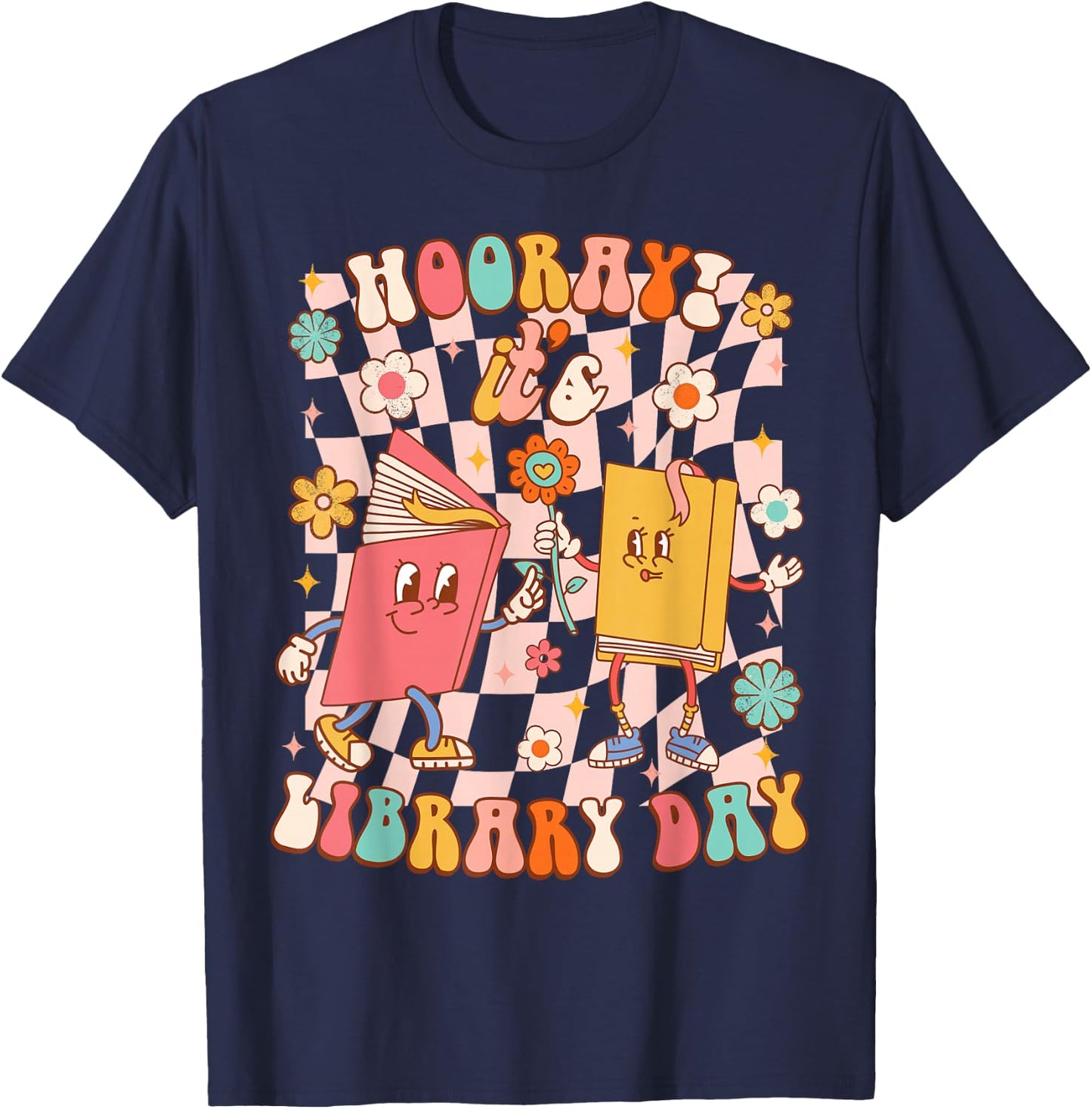 Reading Book Lover School Librarian Hooray It's Library Day T-Shirt - T-Shirt | Navy