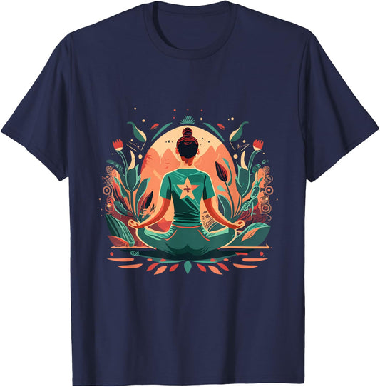Yoga Meditation and Pilates , Blue T-Shirt - T-Shirt | Navy