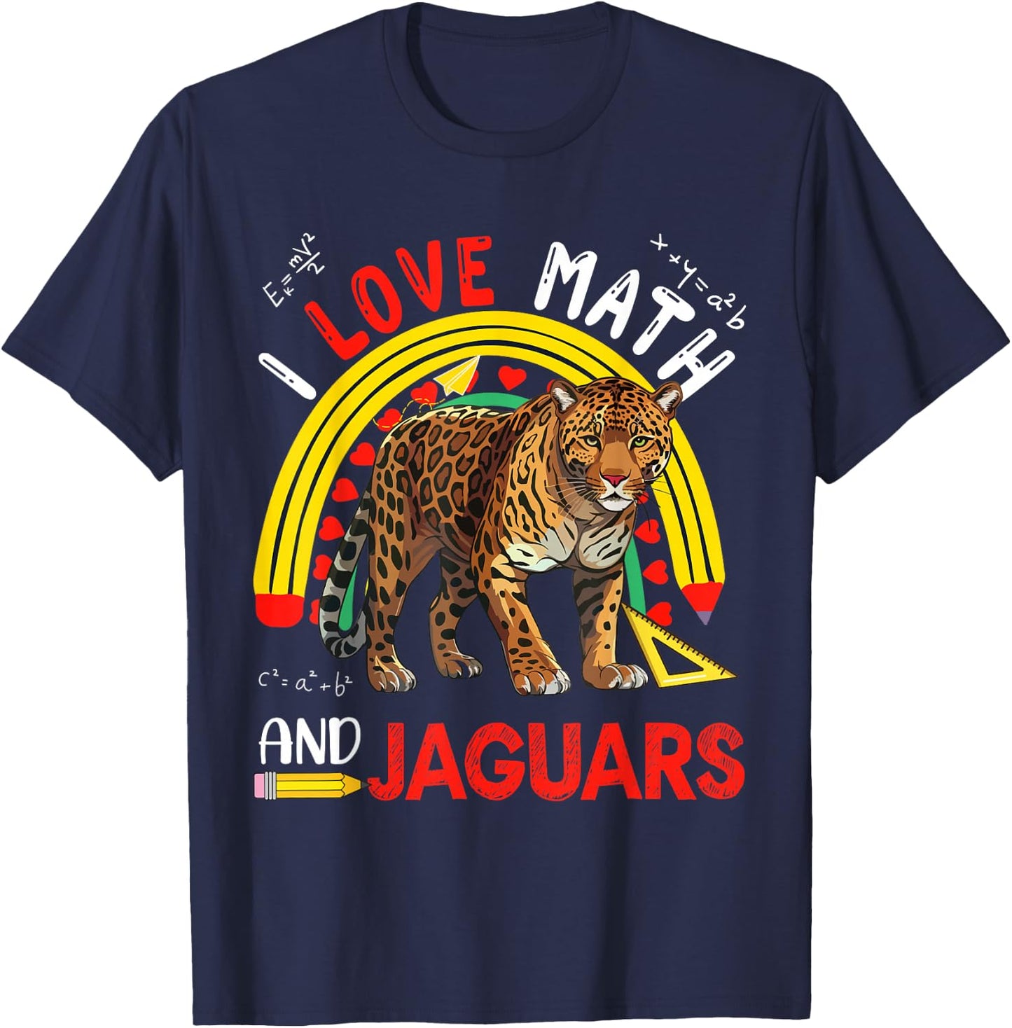 I Love Math And Jaguars Costume Teachers Students T-Shirt - T-Shirt | Navy