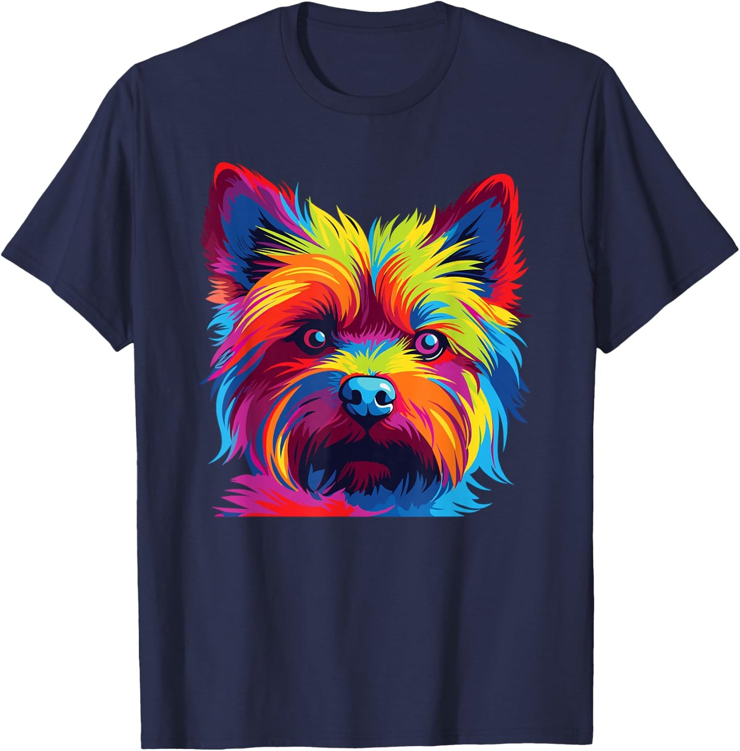 Watercolor Colorful Norwich Terrier Dog T-Shirt - T-Shirt | Navy