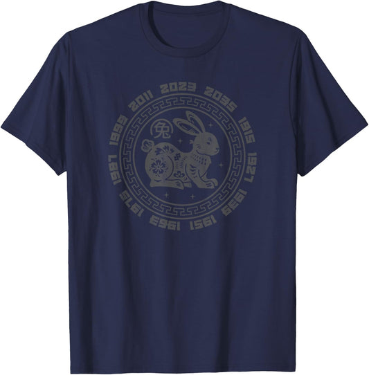 Vintage Year of Rabbit Chinese New Year 2023 Zodiac Retro T-Shirt - T-Shirt | Navy