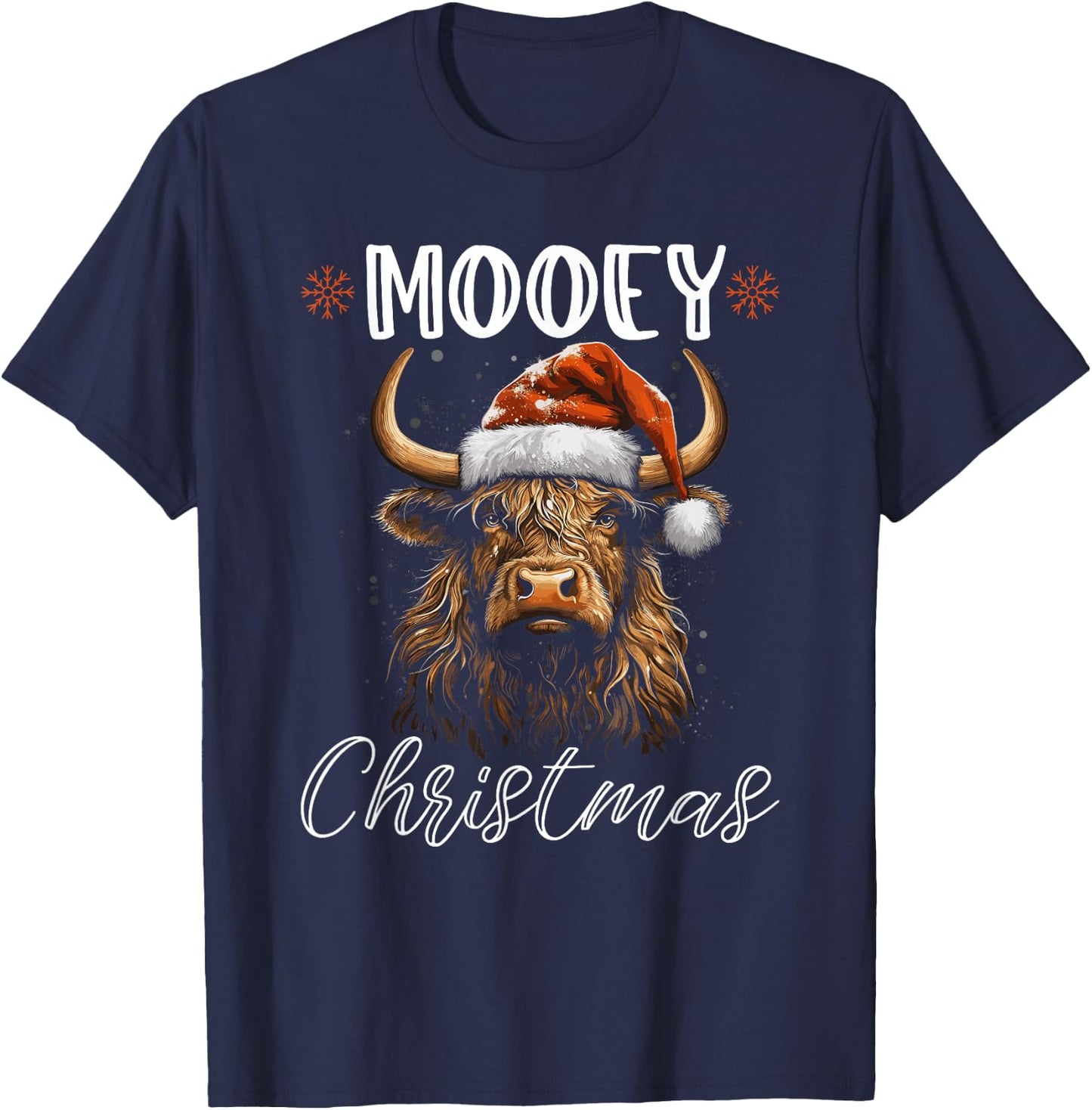 Christmas Highland Cow, Mooey Christmas Western Girl Country T-Shirt - T-Shirt | Navy